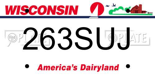 263SUJ Wisconsin License Plate