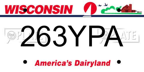 263YPA Wisconsin License Plate