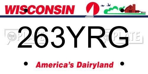 263YRG Wisconsin License Plate
