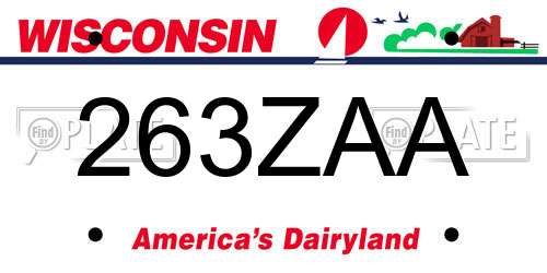 263ZAA Wisconsin License Plate
