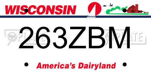 263ZBM Wisconsin License Plate