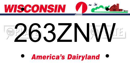 263ZNW Wisconsin License Plate