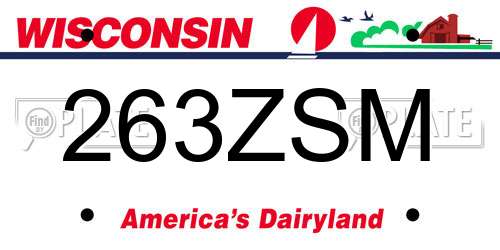 263ZSM Wisconsin License Plate