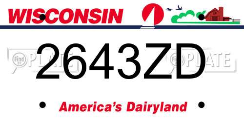 2643ZD Wisconsin License Plate