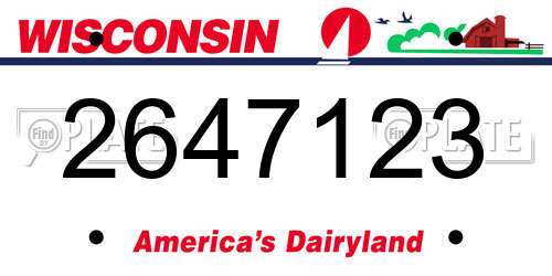 2647123 Wisconsin License Plate