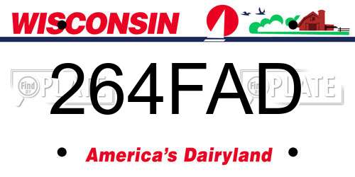 264FAD Wisconsin License Plate