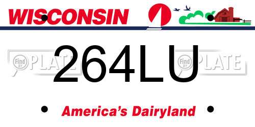 264LU Wisconsin License Plate