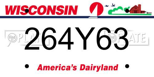 264Y63 Wisconsin License Plate