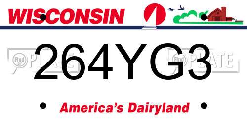 264YG3 Wisconsin License Plate
