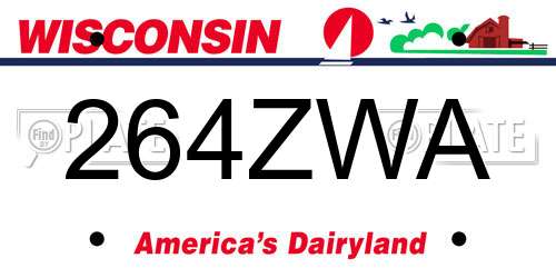 264ZWA Wisconsin License Plate