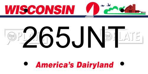 265JNT Wisconsin License Plate