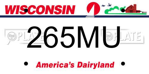 265MU Wisconsin License Plate