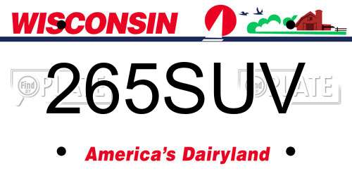 265SUV Wisconsin License Plate