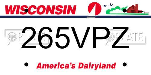 265VPZ Wisconsin License Plate