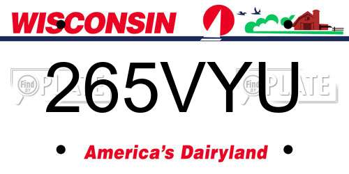 265VYU Wisconsin License Plate