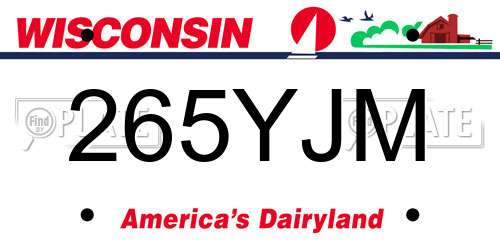 265YJM Wisconsin License Plate