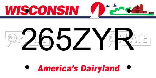 265ZYR Wisconsin License Plate