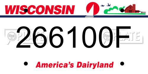 266100F Wisconsin License Plate