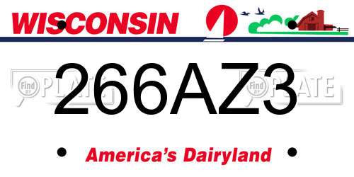 266AZ3 Wisconsin License Plate