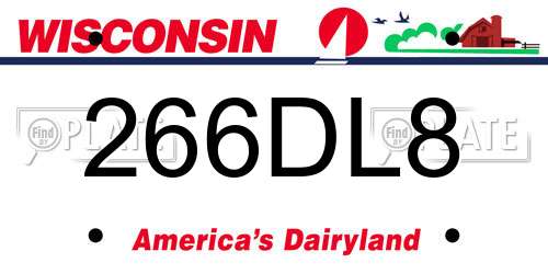 266DL8 Wisconsin License Plate