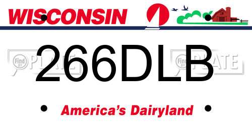 266DLB Wisconsin License Plate