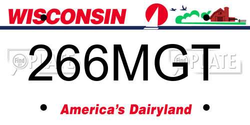 266MGT Wisconsin License Plate