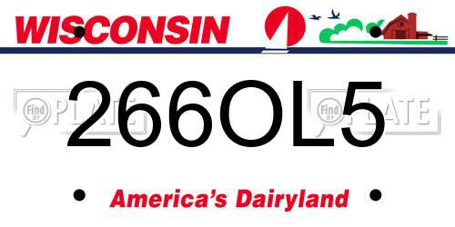 266OL5 Wisconsin License Plate