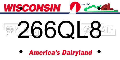 266QL8 Wisconsin License Plate