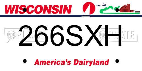 266SXH Wisconsin License Plate