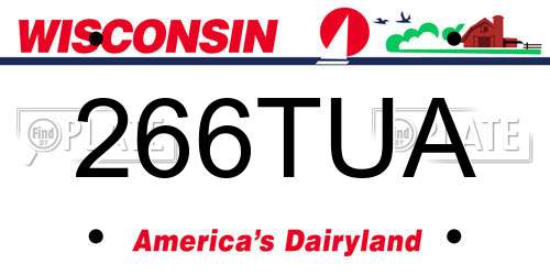 266TUA Wisconsin License Plate