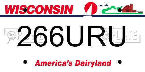 266URU Wisconsin License Plate