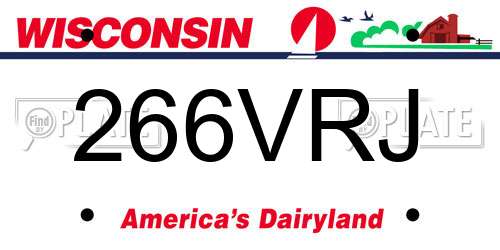 266VRJ Wisconsin License Plate