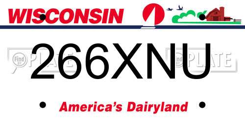 266XNU Wisconsin License Plate