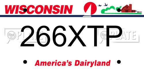 266XTP Wisconsin License Plate