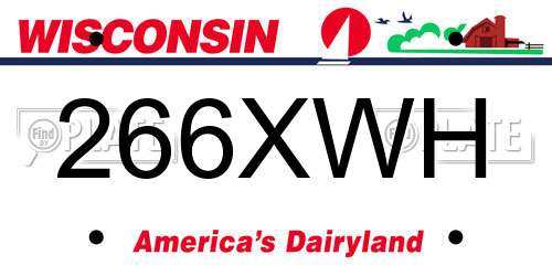 266XWH Wisconsin License Plate