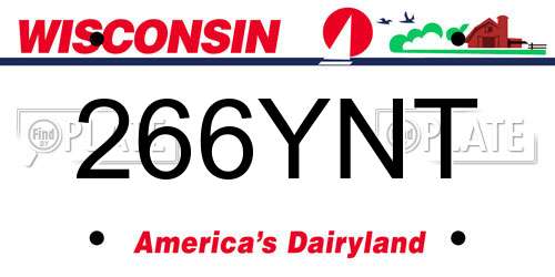 266YNT Wisconsin License Plate