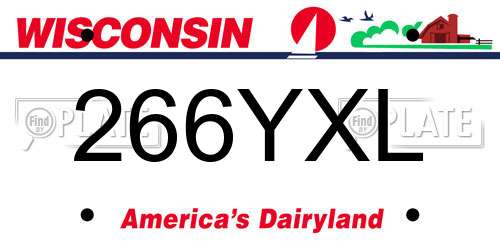 266YXL Wisconsin License Plate