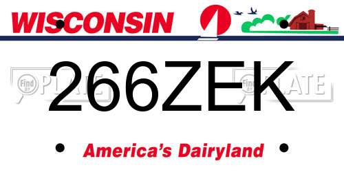 266ZEK Wisconsin License Plate
