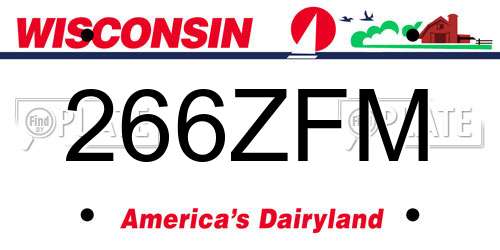 266ZFM Wisconsin License Plate