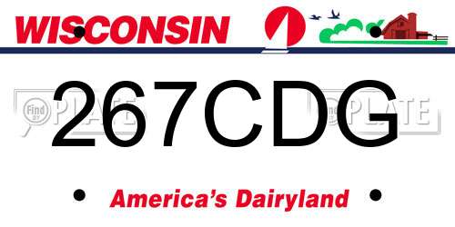 267CDG Wisconsin License Plate