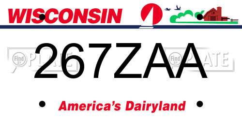 267ZAA Wisconsin License Plate