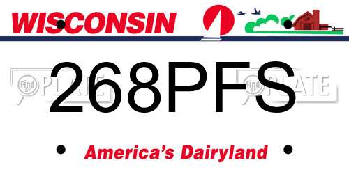268PFS Wisconsin License Plate