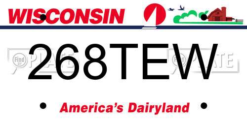 268TEW Wisconsin License Plate