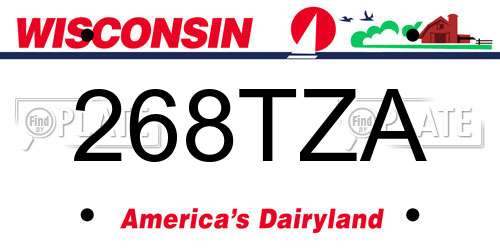 268TZA Wisconsin License Plate