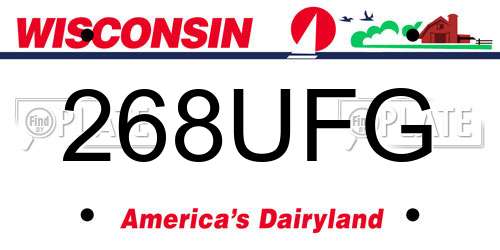 268UFG Wisconsin License Plate