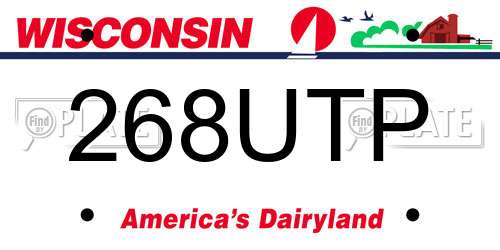 268UTP Wisconsin License Plate