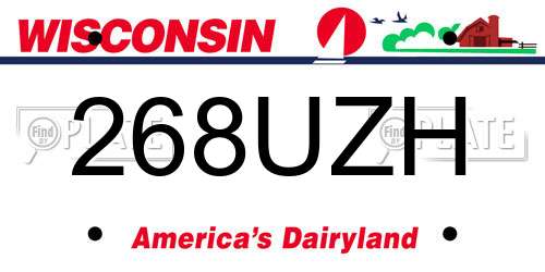 268UZH Wisconsin License Plate