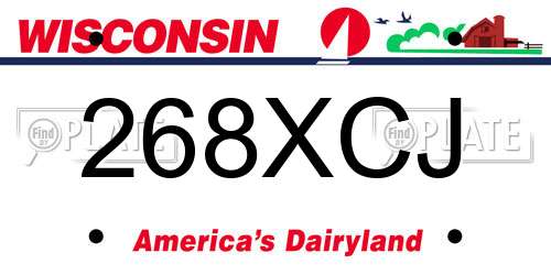 268XCJ Wisconsin License Plate