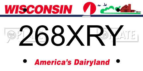 268XRY Wisconsin License Plate