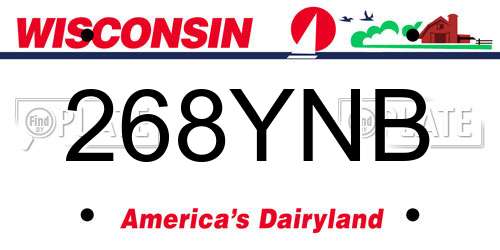 268YNB Wisconsin License Plate